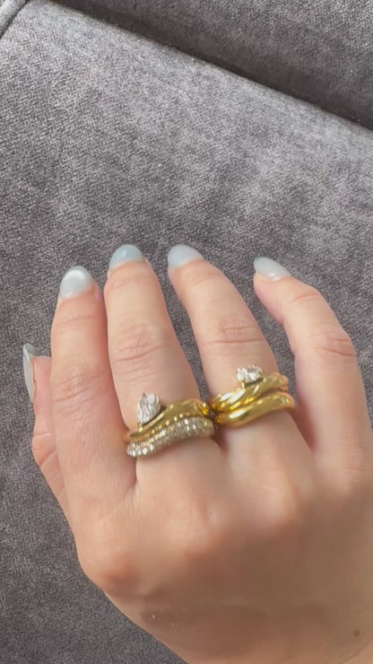 Classic Wave Stacked Diamond Bands-3 Variants