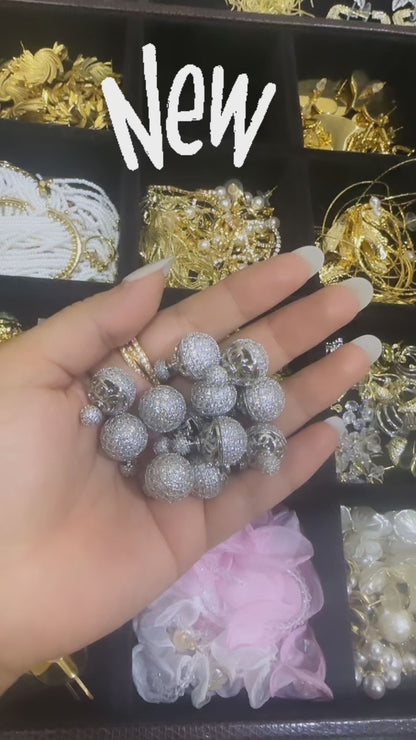 Studded Sandwich Earrings-Gold and Silver