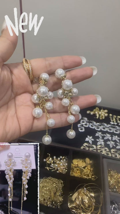 Solid Pearl Dangler Earrings-Gold
