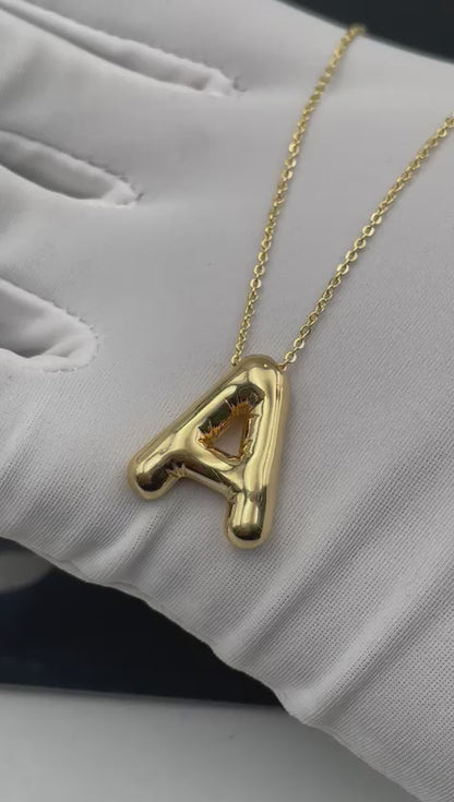 Solid Gold Big Balloon Alphabets Necklace