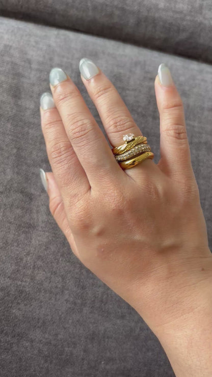 Classic Wave Stacked Diamond Bands-3 Variants