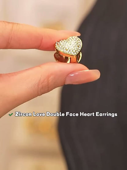 Studded Heart Clip On Earrings-Gold