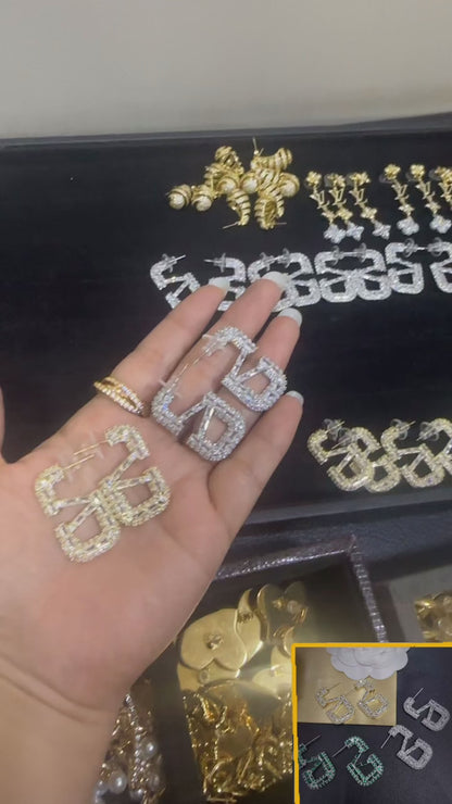 VD Studded Earrings-Gold and Silver
