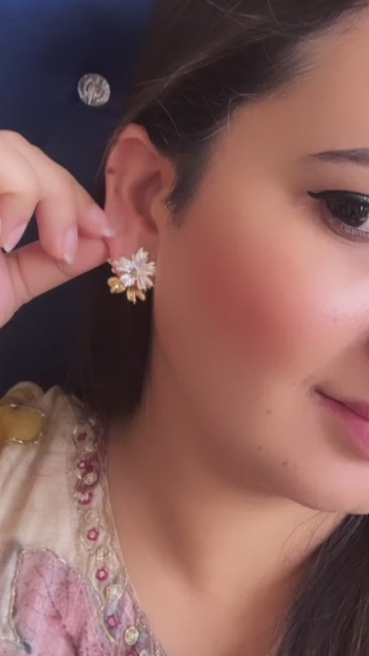 Dual Flower F&B 2in 1 Earrings