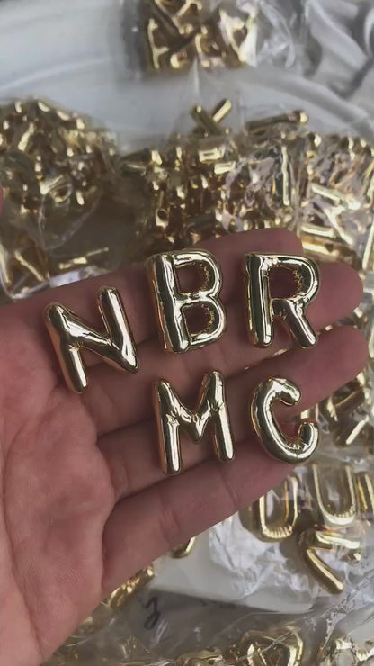 Solid Gold Big Balloon Alphabets Necklace
